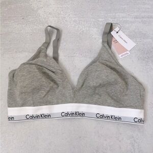 Calvin Klein Lighty Lined Triangle Bra 1X Grey Classic Cotton Wireless